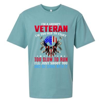 Funny Grumpy Veteran Too Old To Fight To Slow To Run Sueded Cloud Jersey T-Shirt