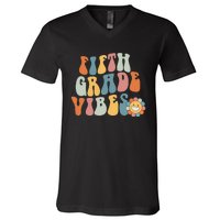 Fifth Grade Vibes - 5th Grade Team Retro 1st Day of School V-Neck T-Shirt