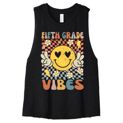 Fifth Grade Vibes 5th Grade Retro Teacher 1st Day Of School Women's Racerback Cropped Tank