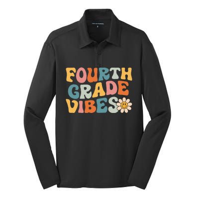 Fourth Grade Vibes 4th Grade Team Retro 1st Day Of School Silk Touch Performance Long Sleeve Polo