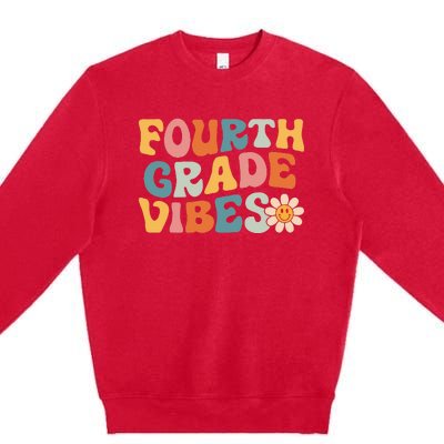 Fourth Grade Vibes 4th Grade Team Retro 1st Day Of School Premium Crewneck Sweatshirt