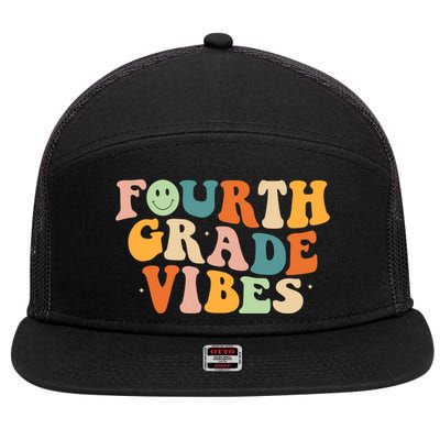 Fourth Grade Vibes 4Th Grade Groovy Retro 1St Day Of School Gift 7 Panel Mesh Trucker Snapback Hat