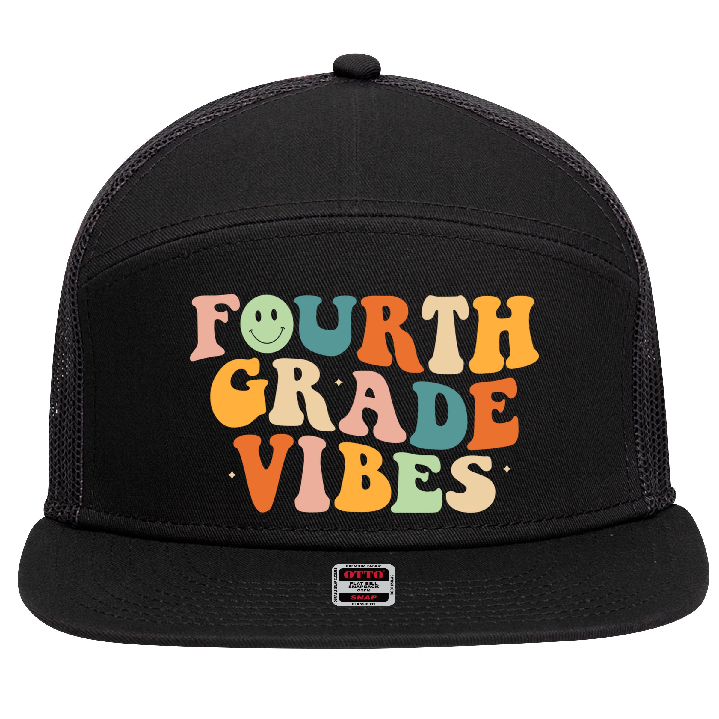 Fourth Grade Vibes 4Th Grade Groovy Retro 1St Day Of School Gift 7 Panel Mesh Trucker Snapback Hat