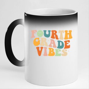 Fourth Grade Vibes 4Th Grade Groovy Retro 1St Day Of School Gift 11oz Black Color Changing Mug