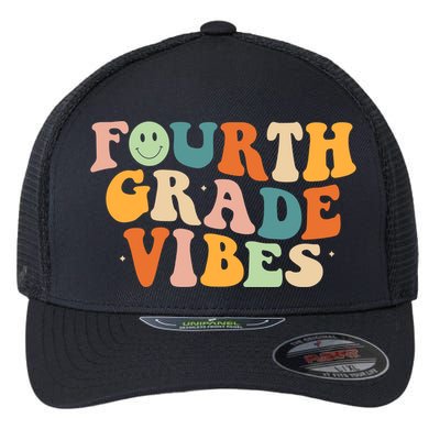 Fourth Grade Vibes 4Th Grade Groovy Retro 1St Day Of School Gift Flexfit Unipanel Trucker Cap