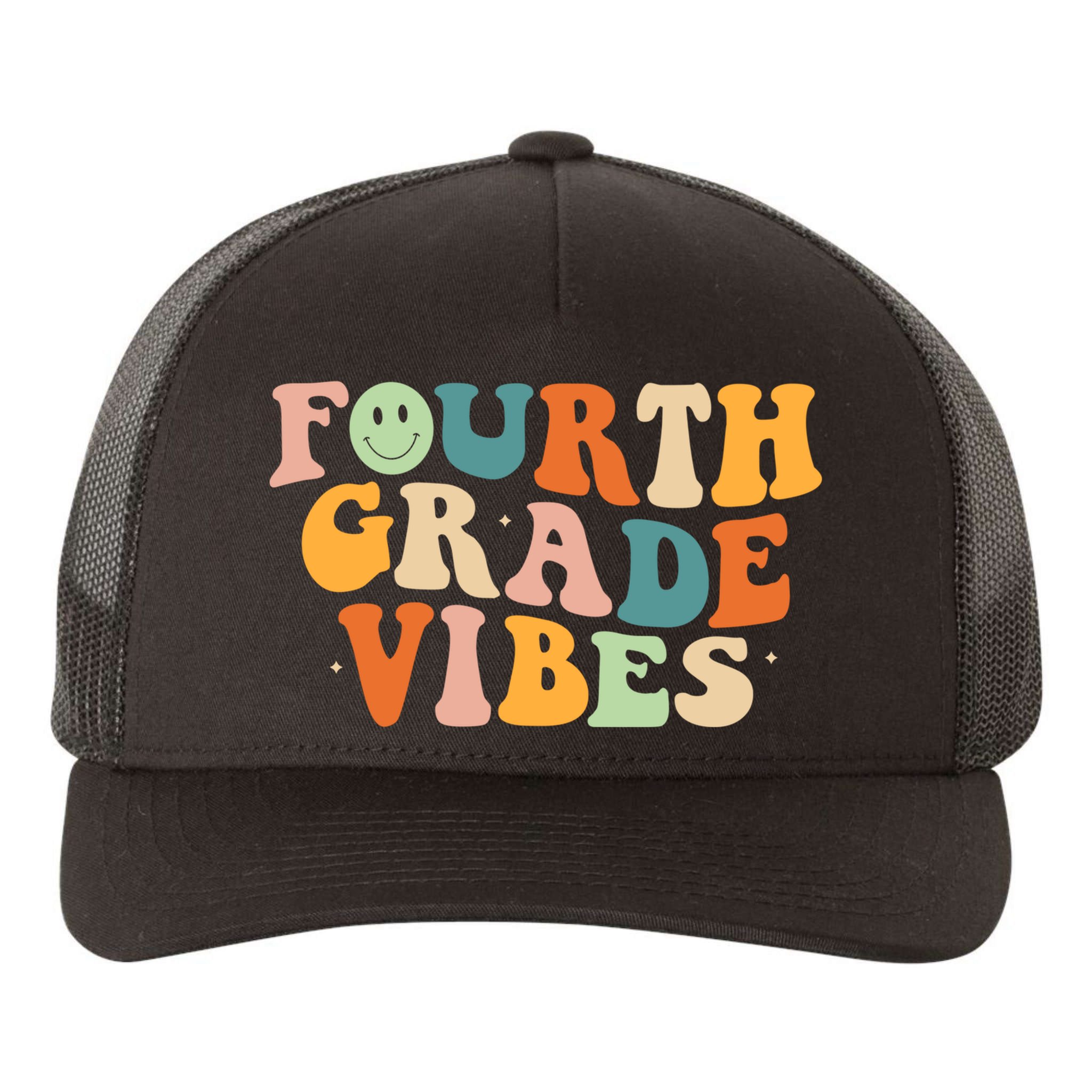 Fourth Grade Vibes 4Th Grade Groovy Retro 1St Day Of School Gift Yupoong Adult 5-Panel Trucker Hat