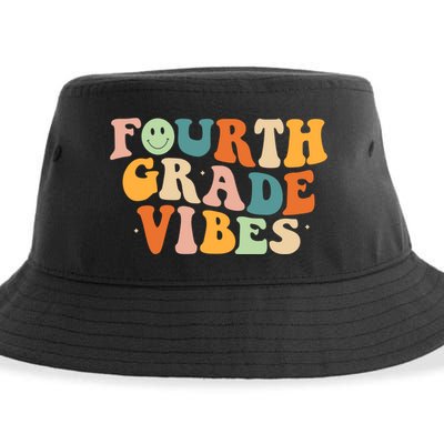 Fourth Grade Vibes 4Th Grade Groovy Retro 1St Day Of School Gift Sustainable Bucket Hat