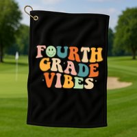 Fourth Grade Vibes 4Th Grade Groovy Retro 1St Day Of School Gift Golf Towel