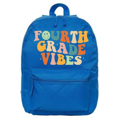 Fourth Grade Vibes 4Th Grade Groovy Retro 1St Day Of School Gift 16 in Basic Backpack