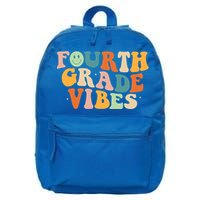 Fourth Grade Vibes 4Th Grade Groovy Retro 1St Day Of School Gift 16 in Basic Backpack