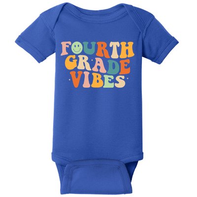 Fourth Grade Vibes 4Th Grade Groovy Retro 1St Day Of School Gift Baby Bodysuit