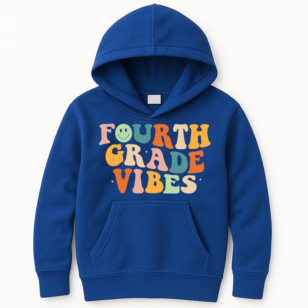 Fourth Grade Vibes 4Th Grade Groovy Retro 1St Day Of School Gift Kids Hoodie