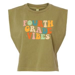 Fourth Grade Vibes 4Th Grade Groovy Retro 1St Day Of School Gift Garment-Dyed Women's Muscle Tee