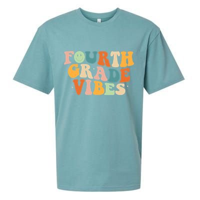 Fourth Grade Vibes 4Th Grade Groovy Retro 1St Day Of School Gift Sueded Cloud Jersey T-Shirt