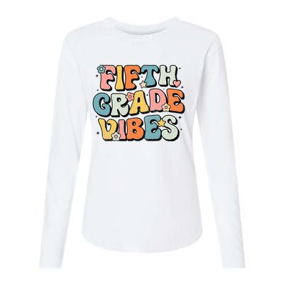 Fifth Grade Vibes 5th Grade Team Retro 1st Day Of School Womens Cotton Relaxed Long Sleeve T-Shirt