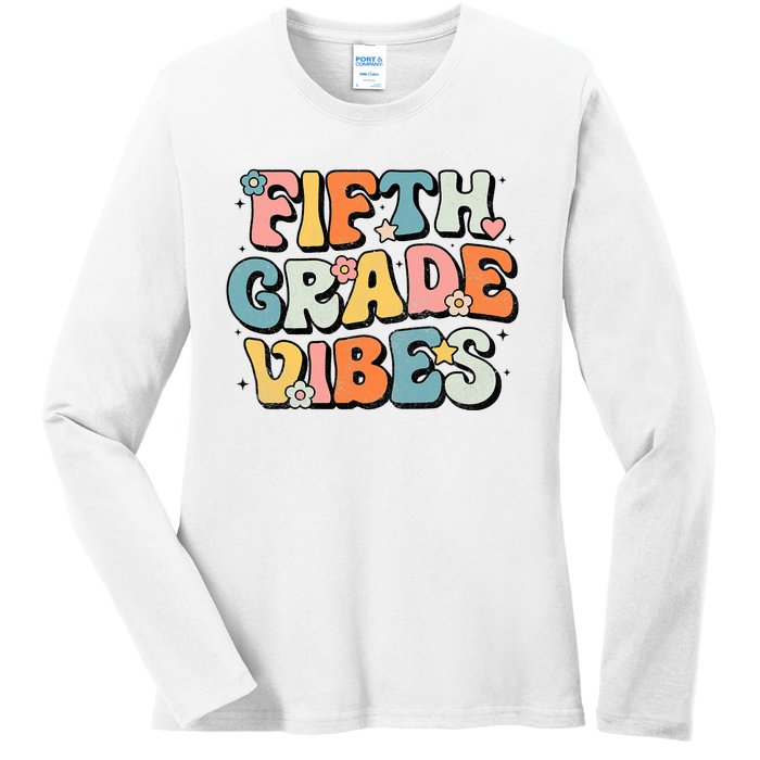 Fifth Grade Vibes 5th Grade Team Retro 1st Day Of School Ladies Long Sleeve Shirt