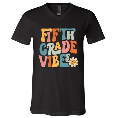 Fifth Grade Vibes 5th Grade Team Retro 5th Grade Teachers V-Neck T-Shirt