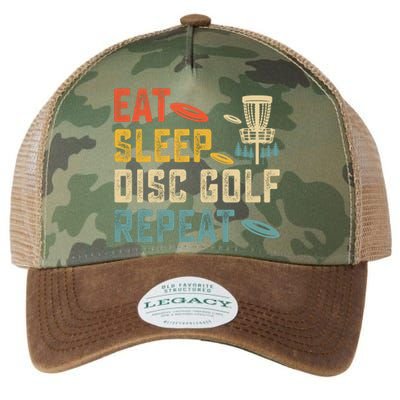 Frisbee Golf Vintage Eat Sleep Disc Golf Repeat Legacy Tie Dye Trucker Hat