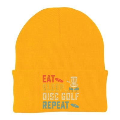 Frisbee Golf Vintage Eat Sleep Disc Golf Repeat Knit Cap Winter Beanie