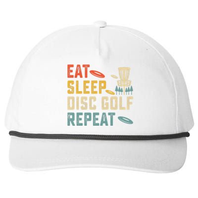 Frisbee Golf Vintage Eat Sleep Disc Golf Repeat Snapback Five-Panel Rope Hat