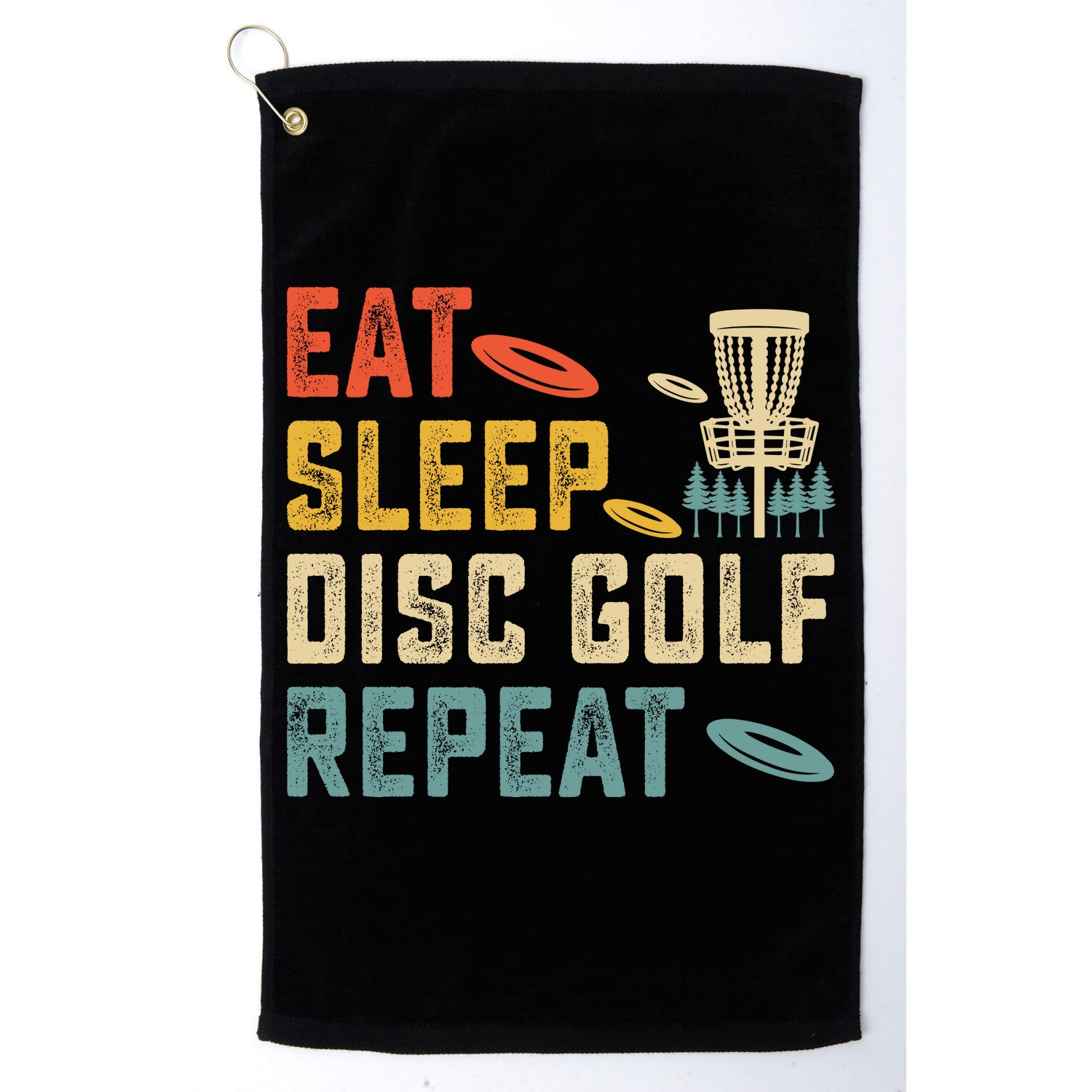 Frisbee Golf Vintage Eat Sleep Disc Golf Repeat Golf Towel