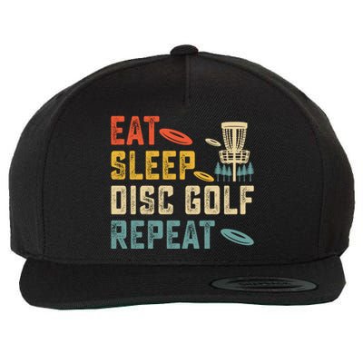 Frisbee Golf Vintage Eat Sleep Disc Golf Repeat Wool Snapback Cap