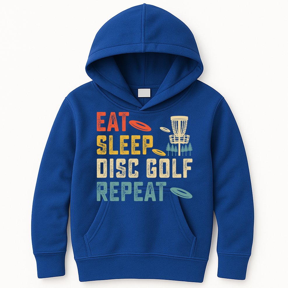 Frisbee Golf Vintage Eat Sleep Disc Golf Repeat Kids Hoodie