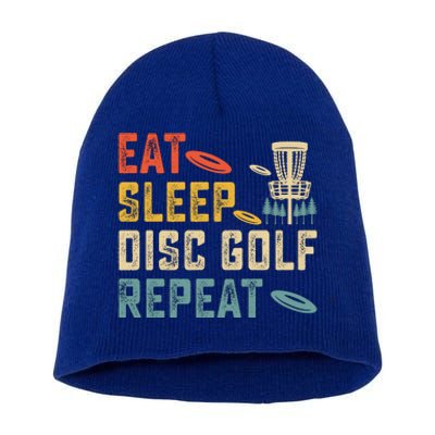 Frisbee Golf Vintage Eat Sleep Disc Golf Repeat Short Acrylic Beanie