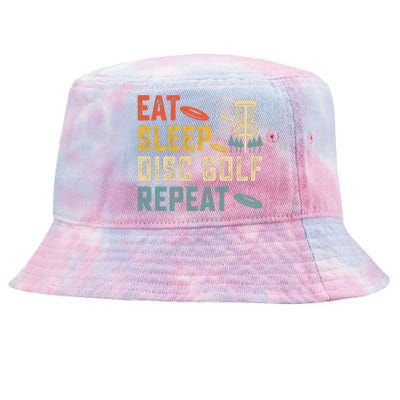 Frisbee Golf Vintage Eat Sleep Disc Golf Repeat Tie-Dyed Bucket Hat