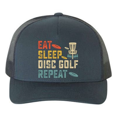 Frisbee Golf Vintage Eat Sleep Disc Golf Repeat Yupoong Adult 5-Panel Trucker Hat