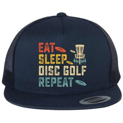 Frisbee Golf Vintage Eat Sleep Disc Golf Repeat Flat Bill Trucker Hat