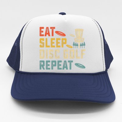 Frisbee Golf Vintage Eat Sleep Disc Golf Repeat Trucker Hat