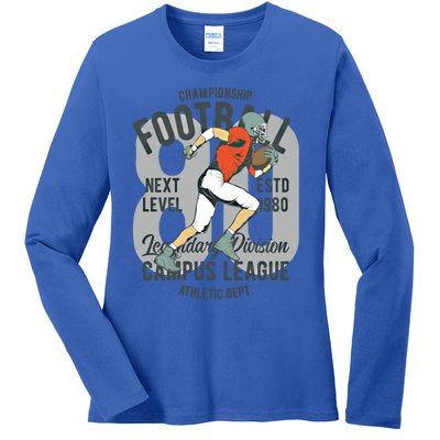 Football Gift Vintage 80s College Coach Great Gift Ladies Long Sleeve Shirt