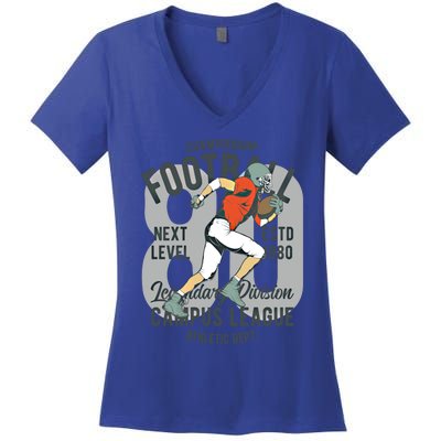 Football Gift Vintage 80s College Coach Great Gift Women's V-Neck T-Shirt