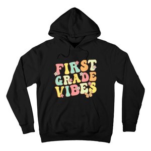 First Grade Vibes Hello Team 1st Grade Teacher Kids Retro Hoodie