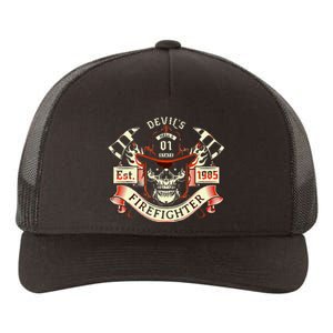 Firefighter Gift Volunteer Fireman Skull Firemen Yupoong Adult 5-Panel Trucker Hat