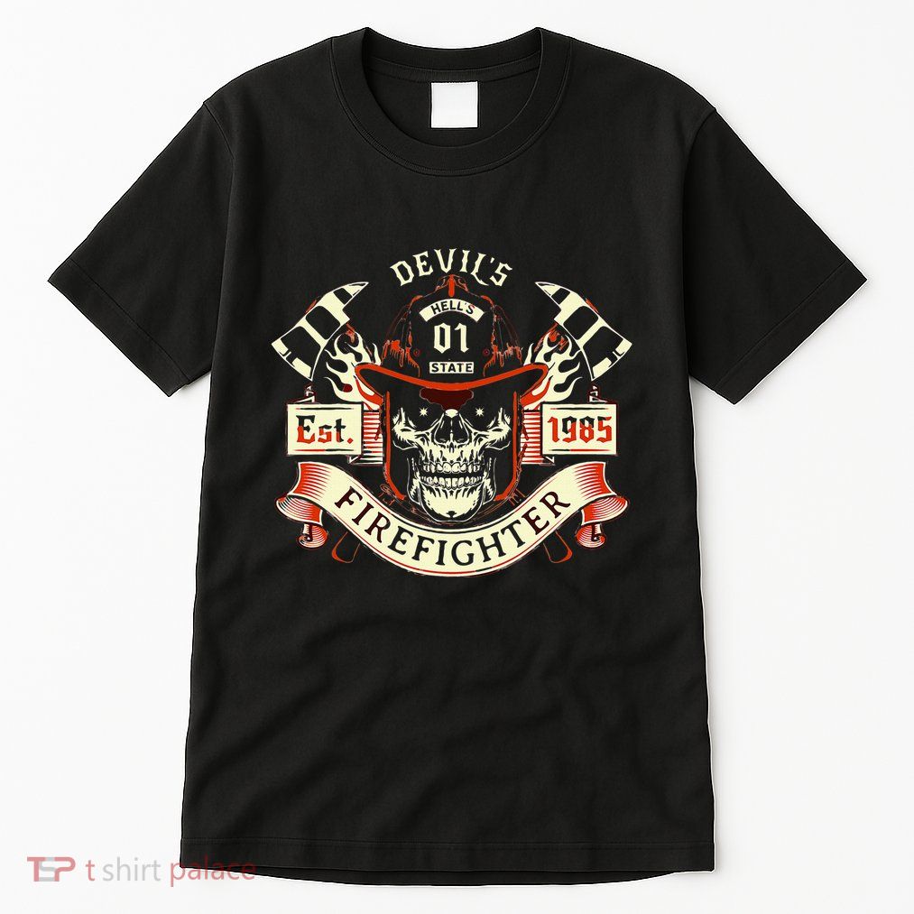 Firefighter Gift Volunteer Fireman Skull Firemen Tall T-Shirt