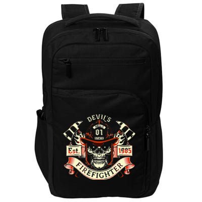 Firefighter Gift Volunteer Fireman Skull Firemen Impact Tech Backpack