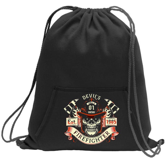 Firefighter Gift Volunteer Fireman Skull Firemen Sweatshirt Cinch Pack Bag