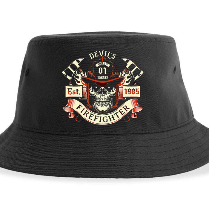 Firefighter Gift Volunteer Fireman Skull Firemen Sustainable Bucket Hat