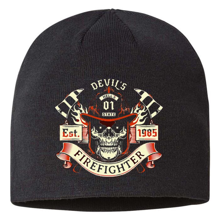 Firefighter Gift Volunteer Fireman Skull Firemen Sustainable Beanie