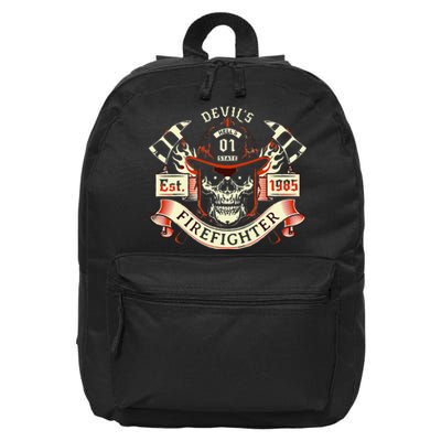 Firefighter Gift Volunteer Fireman Skull Firemen 16 in Basic Backpack