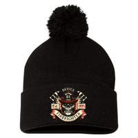 Firefighter Gift Volunteer Fireman Skull Firemen Pom Pom 12in Knit Beanie