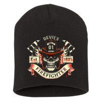 Firefighter Gift Volunteer Fireman Skull Firemen Short Acrylic Beanie