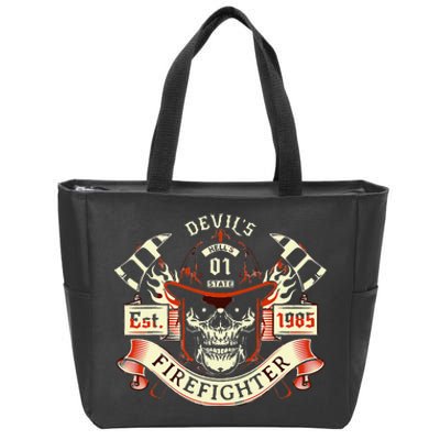 Firefighter Gift Volunteer Fireman Skull Firemen Zip Tote Bag