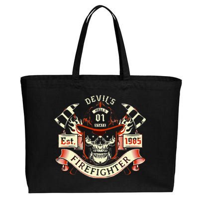 Firefighter Gift Volunteer Fireman Skull Firemen Cotton Canvas Jumbo Tote