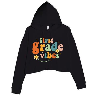 First Grade Vibes 1st Grade Team Retro 1st Day Of School Crop Fleece Hoodie