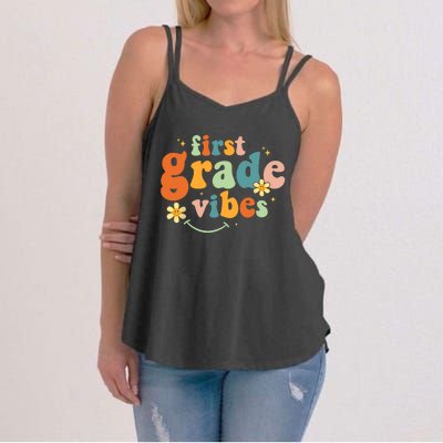 First Grade Vibes 1st Grade Team Retro 1st Day Of School Women's Strappy Tank