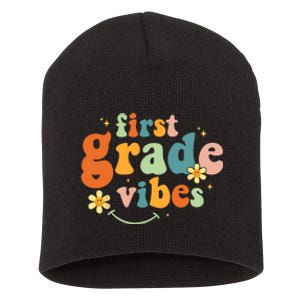 First Grade Vibes 1st Grade Team Retro 1st Day Of School Short Acrylic Beanie