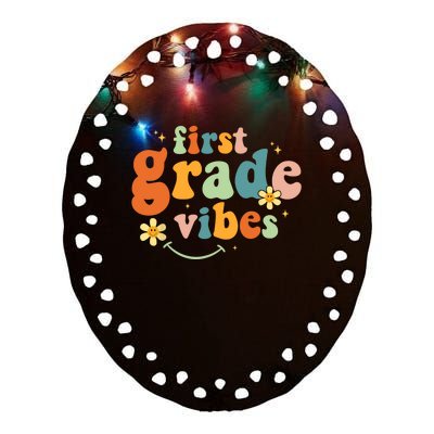 First Grade Vibes 1st Grade Team Retro 1st Day Of School Ceramic Oval Ornament